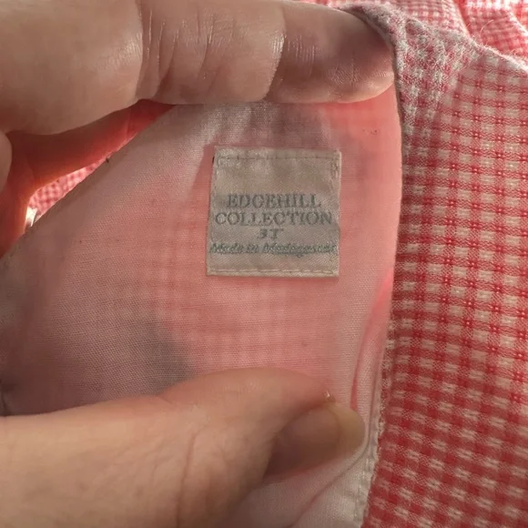 Edgehill Collection Pink Checkered Dress with Floral Accent - Picture 4 of 4